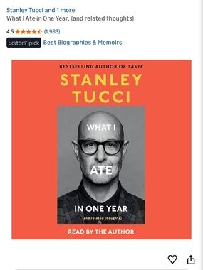 New! Stanley Tucci What I Ate In One Year (And Related Thoughts) Audio